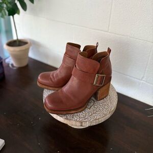 Kork-Ease Brown Ankle Boots with Buckle